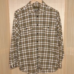 Eddie Bauer Sport Shop green plaid flannel shirt.
